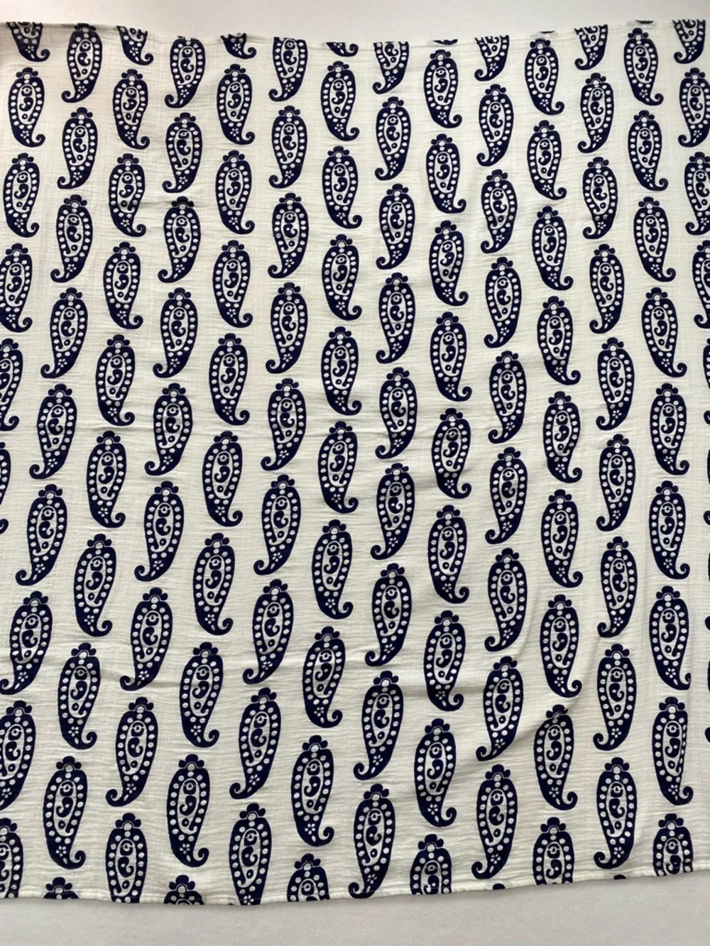 Pottery Barn Kids Organic Cotton Muslin Paisley Blanket 50x50 Blue White Throw - Picture 2 of 12